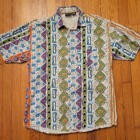 Bon Homme Other - Bon Homme Crazy Vintage Abstract Print Button Up Shirt M‎ USA Retro Artsy Bold